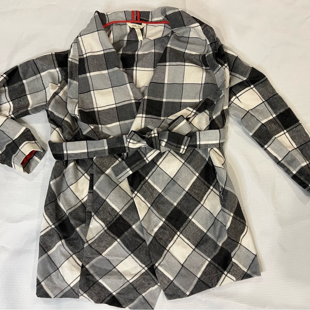 Matilda Jane Gray Plaid Trench Coat - Picture 2 of 3